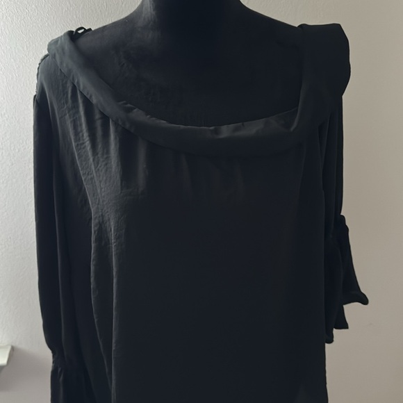 Vince Camuto Rich Black Summer 3 one shoulder 3/4 sleeves ruffle top blouse 1X - Picture 5 of 13